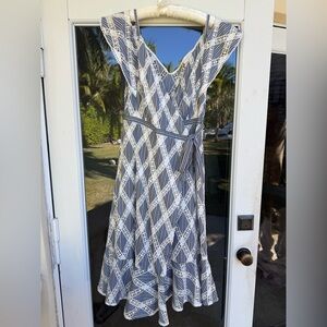 Sandro Blue and White Patterned Maxi Dress